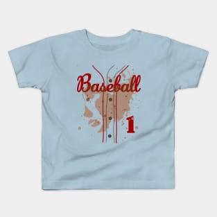 Baseball Jersey Number 1 Baseball Uniform Dirty Funny Kids T-Shirt